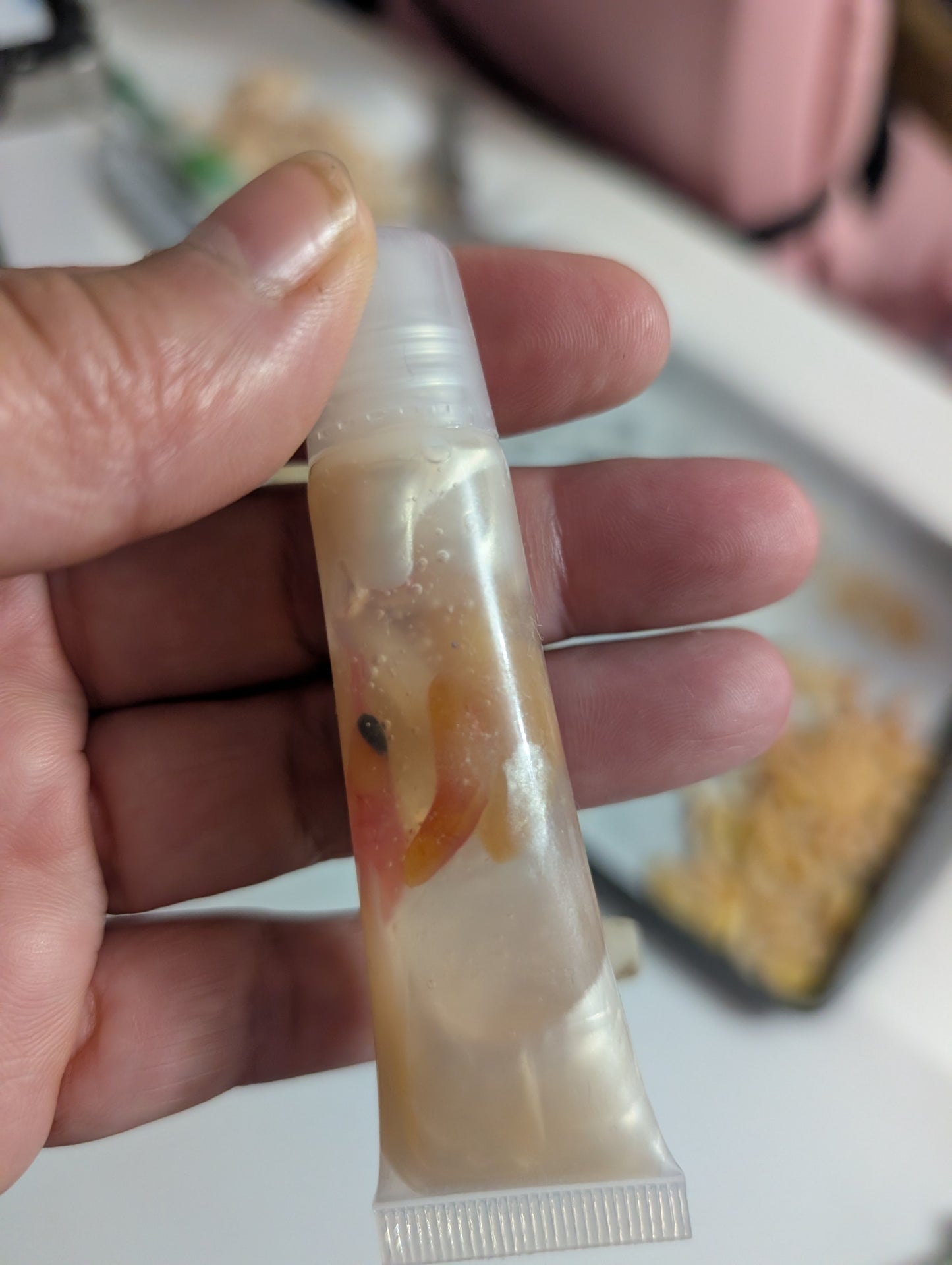 Infestation Maggots clear shiny unscented lipgloss keychain